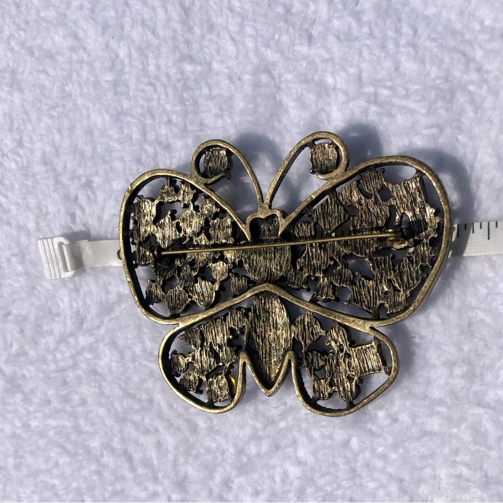 Noah Kahan Vintage Butterfly Brooch Jewelry Pin Cabachon Large Rhinestones - Picture 3 of 6